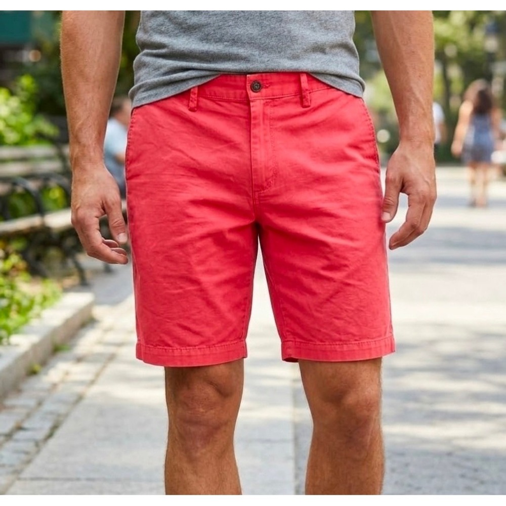Gap Khakis Lived In 11" Shorts‎ Men's Size 34 Red Coral Twill Casual Preppy Golf